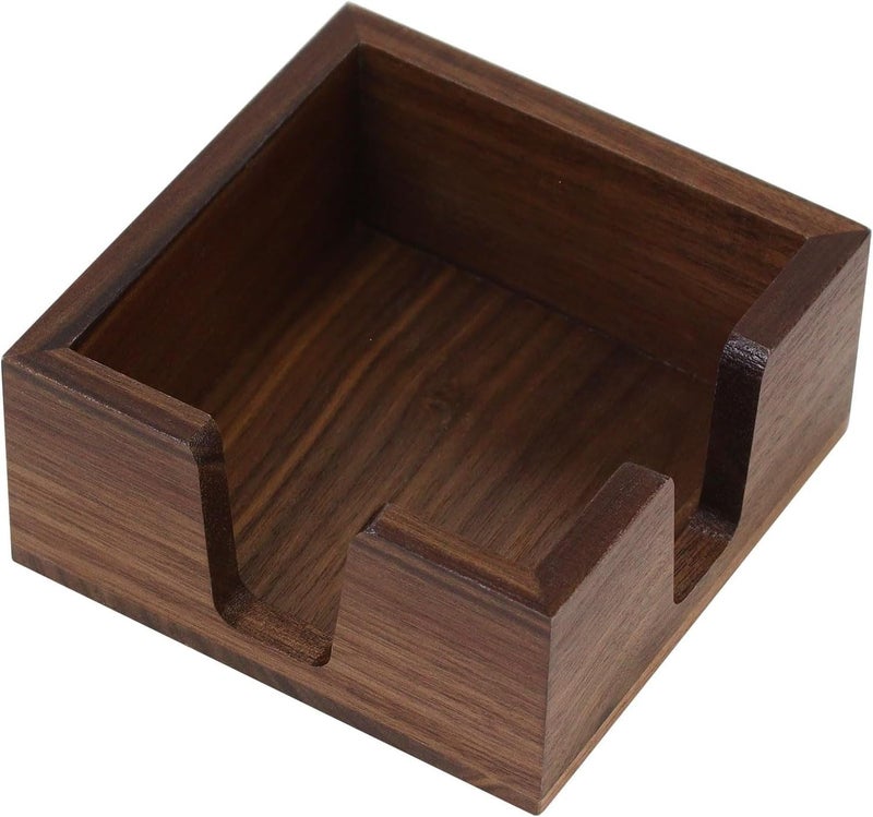 MultiBey Wooden Double Opening Sticky Note Holder, Black Walnut Self-Sticky Note Pads Holder, Wood Post it Note Dispenser Sticky Memo Holder Paper Dispenser Desk Accessory for Office Home - Image 1